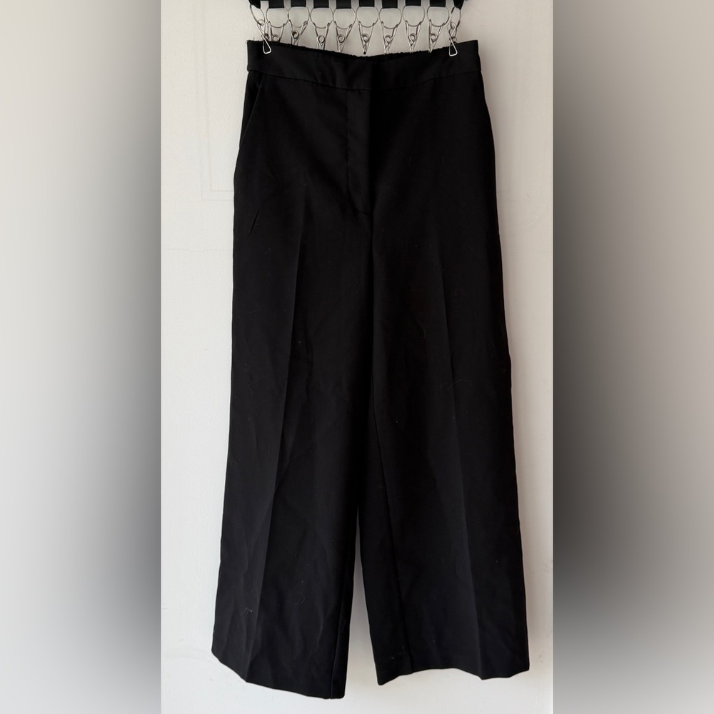 Zara Women’s Black Pleated Wide Leg Trouser Pants Size XS